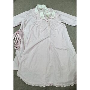 Vintage Laura Ashley M Nightgown & Robe Floral Tablecloth Plaid Pink Feminine